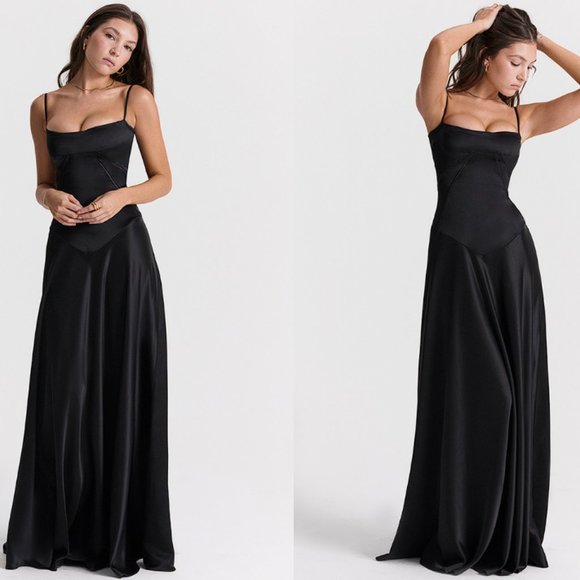 HOUSE OF CB 'Anabella' Black Lace Up Maxi Dress NWT - Picture 5 of 12